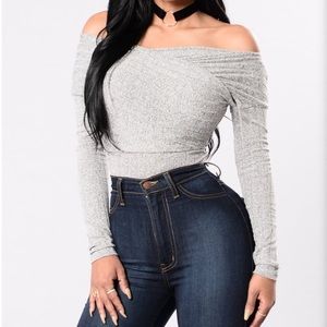 Pretty little thing bodysuit- heather grey